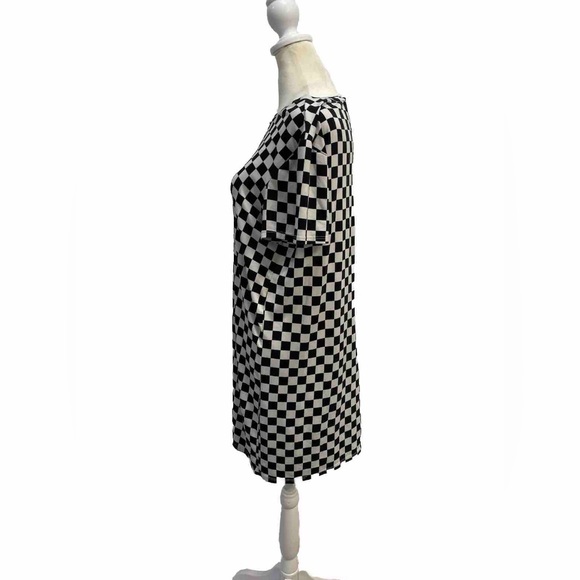 Forever 21 Black White Checkerboard Print Mini T-Shirt Dress-Size M - Picture 10 of 17